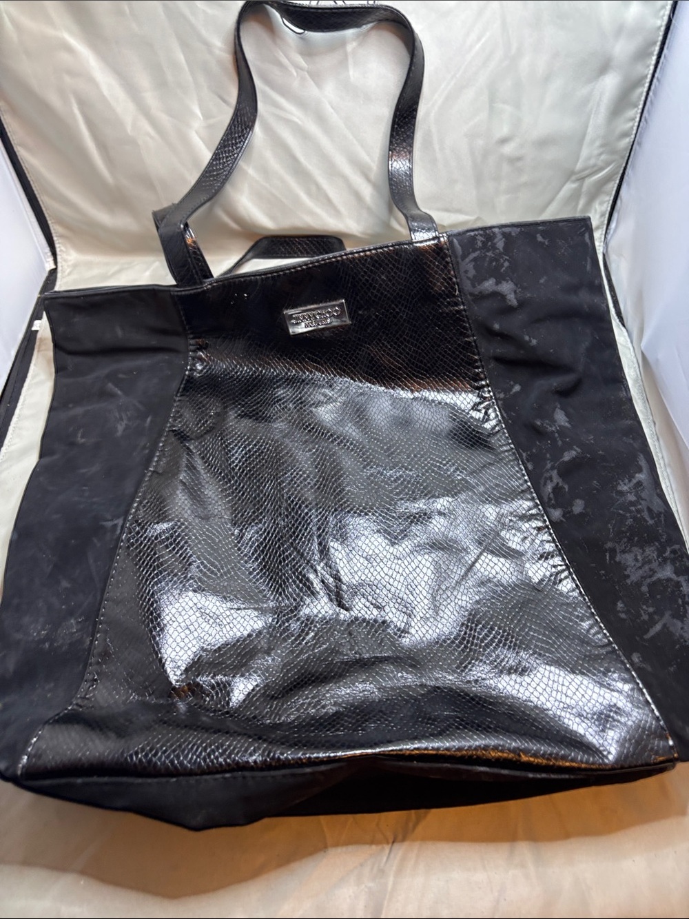 Jimmy Choo Black Patent & Suede Tote